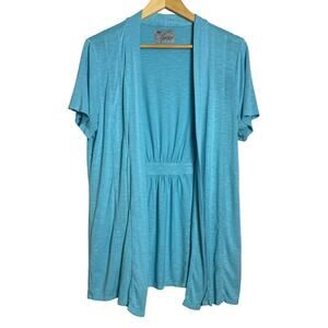 GRAYSON Short Sleeved Cardigan/Tee. Blue/Aqua. Size: M